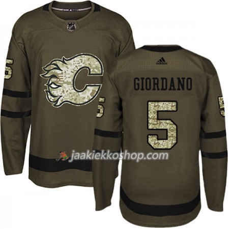 Miehille NHL Calgary Flames Pelipaita Mark Giordano 5 Adidas 2017-2018 Camo Vihreä Authentic